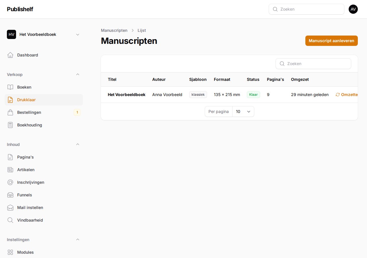 Je manuscripten met status en downloads