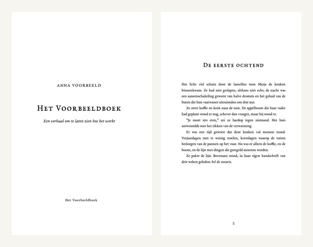 Twee pagina's uit een automatisch gezet binnenwerk
